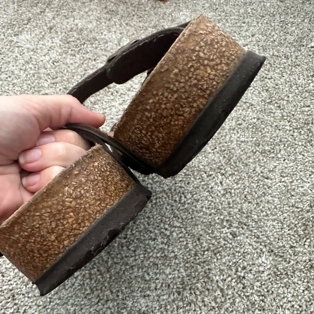 Birkenstock Mayari Brown Leather Flip Flops Shoes Size 37 - Picture 5 of 7